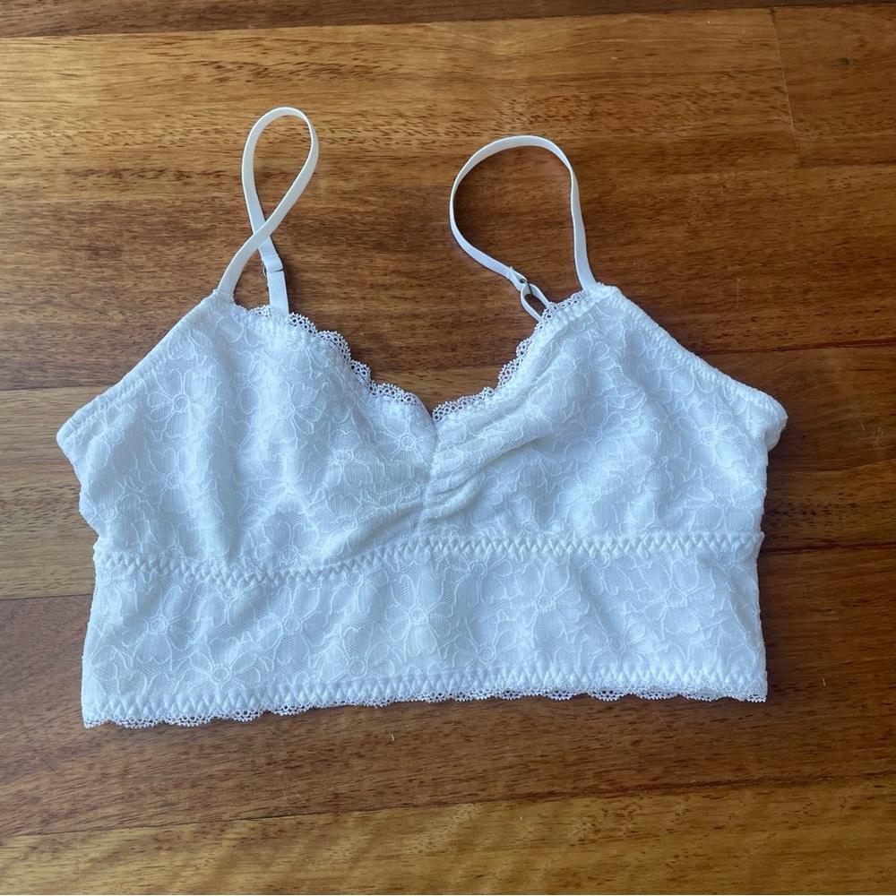 Abercrombie Kids Solid White Floral Lace Bralette Extra Large XL NWOT